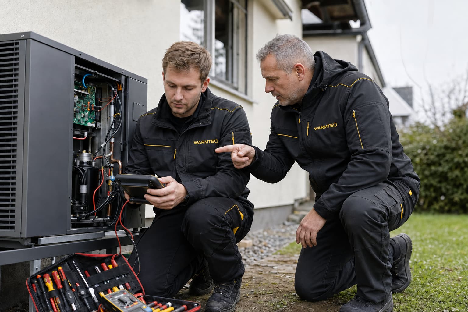 Otevřený servisní vůz Warmteo s&nbsp;kompletně vybaveným nářadím a&nbsp;měřicí technikou